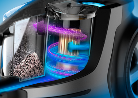 Tehnologija PowerCyclone omogoča največjo moč sesanja za dalj&scaron;e obdobje