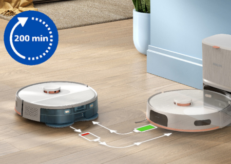 Čisti do 180&nbsp;minut z enim polnjenjem baterije